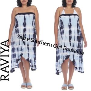 🆕⭐ Raviya Blue Tie Dye Strapless Dress